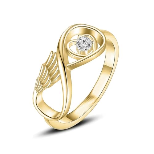 MKJFRLLSA Flügel Einäscherung Ring für Asche Gedenkurne Schmuck Mensch Haustier Asche Halter Edelstahl eingelegt Kristall Beerdigung Andenken von MKJFRLLSA