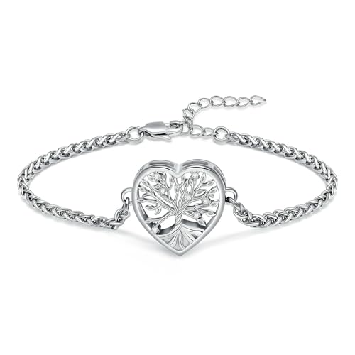 MKJFRLLSA Frauen Einäscherung Armreif Memorial Urne Armband Baum Herz Urnen für Asche Halter Verstellbare Andenken Armreifen Schmuck von MKJFRLLSA
