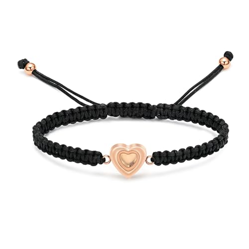 MKJFRLLSA Frauen Memorial Asche Armband Geflochtenes Seil Transparent Herz Urnen Asche Halter Andenken Schmuck Armreif Länge Verstellbar von MKJFRLLSA