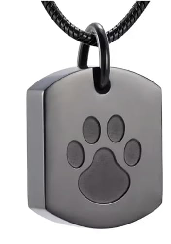 MKJFRLLSA Frei Gravur Pfote Abdruck Einäscherung Anhänger Halskette Für Haustier Katze Hund Asche Memorial Andenken Urne Halsketten Edelstahl Schmuck von MKJFRLLSA