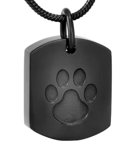 MKJFRLLSA Frei Gravur Pfote Abdruck Einäscherung Anhänger Halskette Für Haustier Katze Hund Asche Memorial Andenken Urne Halsketten Edelstahl Schmuck von MKJFRLLSA
