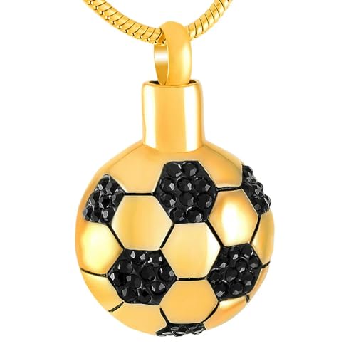 MKJFRLLSA Fußball Einäscherung Schmuck für Asche Gedenkurne Halskette Edelstahl Anhänger Andenken Asche Halter von MKJFRLLSA