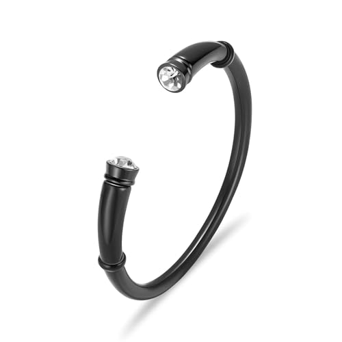MKJFRLLSA Geburtsstein Einäscherung Armband für Asche Edelstahl Schwarze Urne Gedenkschmuck Intarsien Kristall Manschette Armreif Andenken für Frauen von MKJFRLLSA