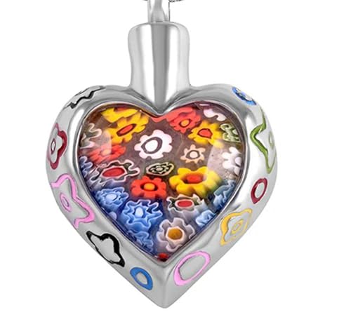 MKJFRLLSA Glas Herz Form Einäscherung Urne Halskette Gedenkschmuck Edelstahl Asche Urnen Andenken Beerdigungsgeschenk von MKJFRLLSA