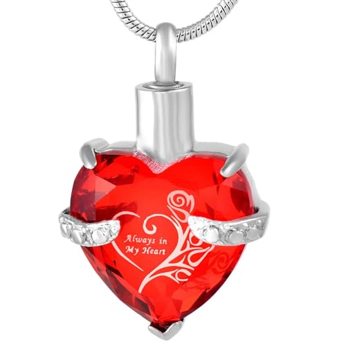 MKJFRLLSA Glas Herz Form Memorial Cremation Schmuck Edelstahl Andenken Urne Anhänger Halskette für Asche Halskette für Liebhaber von MKJFRLLSA