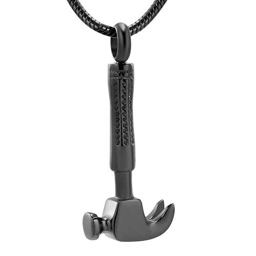 MKJFRLLSA Hammer Einäscherung Schmuck für Asche Edelstahl Urne Halskette Asche Halter Memorial Andenken Schmuck von MKJFRLLSA