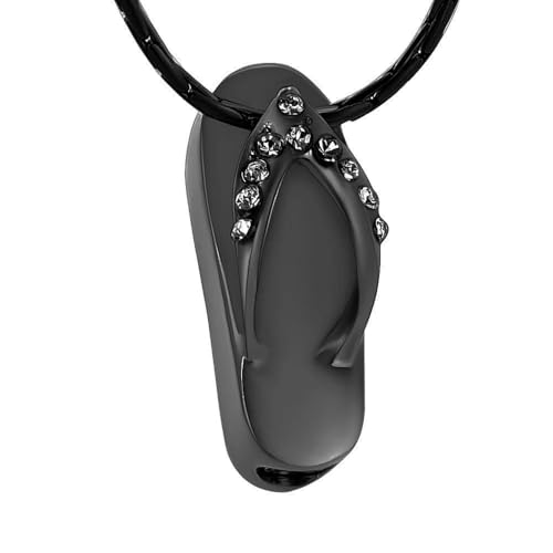 MKJFRLLSA Hausschuhe Einäscherung Schmuck für Asche Gedenkkette Edelstahl Flip Flop Urne Anhänger Geliebte Asche Halter Andenken Geschenk von MKJFRLLSA