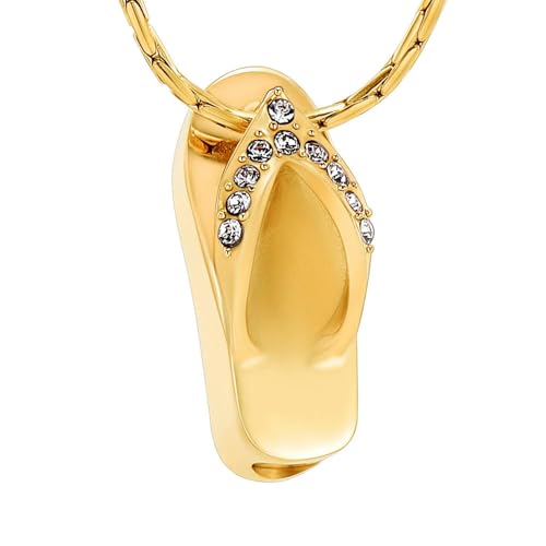 MKJFRLLSA Hausschuhe Einäscherung Schmuck für Asche Gedenkkette Edelstahl Flip Flop Urne Anhänger Geliebte Asche Halter Andenken Geschenk von MKJFRLLSA