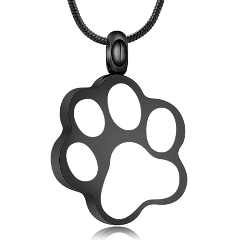 MKJFRLLSA Haustier Einäscherung Schmuck für Hund/Katze Asche Pfote Druck Urne Halskette für Asche Edelstahl Memorial Anhänger Geschenk von MKJFRLLSA