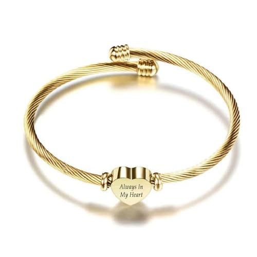 MKJFRLLSA Herz Asche Armband Armreifen Andenken Memorial Schmuck Asche Halter für Frauen Männer von MKJFRLLSA