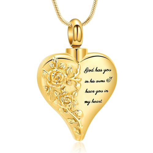 MKJFRLLSA Herz Einäscherung Halskette Asche Schmuck Urne Halskette Überreste Edelstahl Gedenkurne Halsketten von MKJFRLLSA