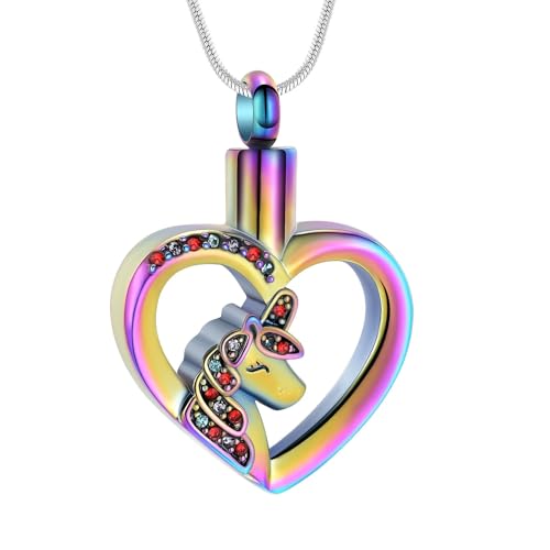 MKJFRLLSA Herz Einäscherung Schmuck für Asche für Frauen Männer Kristall Urne Halskette Charm Asche Halter Andenken Geschenk Anhänger von MKJFRLLSA