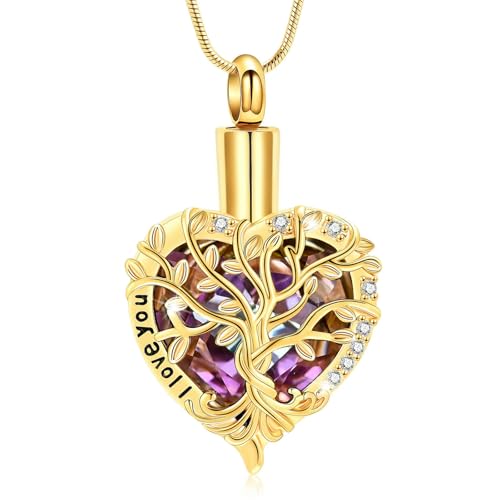 MKJFRLLSA Herz Einäscherung Urne Halskette Edelstahl Memorial Asche Halter Andenken Liebe Anhänger Erinnerung Schmuck für Asche von MKJFRLLSA