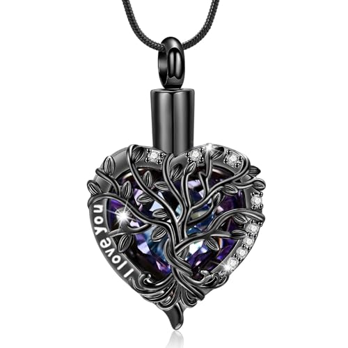 MKJFRLLSA Herz Einäscherung Urne Halskette Edelstahl Memorial Asche Halter Andenken Liebe Anhänger Erinnerung Schmuck für Asche von MKJFRLLSA