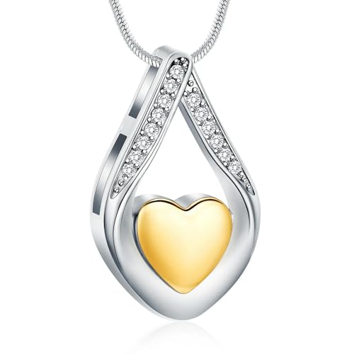 MKJFRLLSA Herz Teardrop Cremation Urne Halskette Edelstahl Für Frauen Männer Memorial Anhänger Asche Halter Kundenspezifischer Schmuck Andenken von MKJFRLLSA