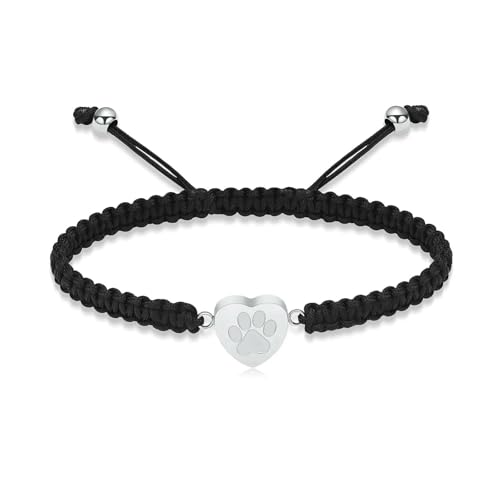 MKJFRLLSA Hundepfote Herz Urne Armband für Asche für Frauen Verstellbare Asche Andenken Armband für Hund Katze Einäscherung Schmuck Memorial Armreif von MKJFRLLSA