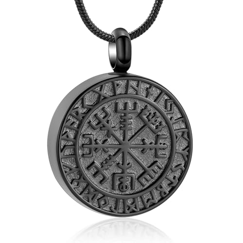 MKJFRLLSA Kompass Urne Halskette für Asche für Männer Frauen Einäscherung Asche Schmuck Andenken Anhänger Medaillon für Mensch Haustier von MKJFRLLSA