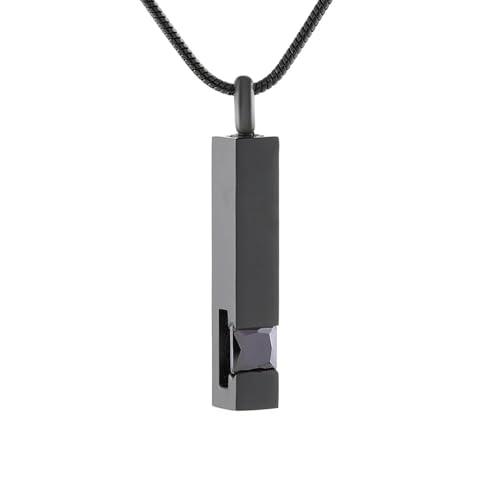 MKJFRLLSA Kristall Feuerbestattung Urne Schmuck Würfel Edelstahl Memorial Asche Halskette für Männer Papa Andenken Anhänger - Schwarzer Geburtsstein Serise von MKJFRLLSA