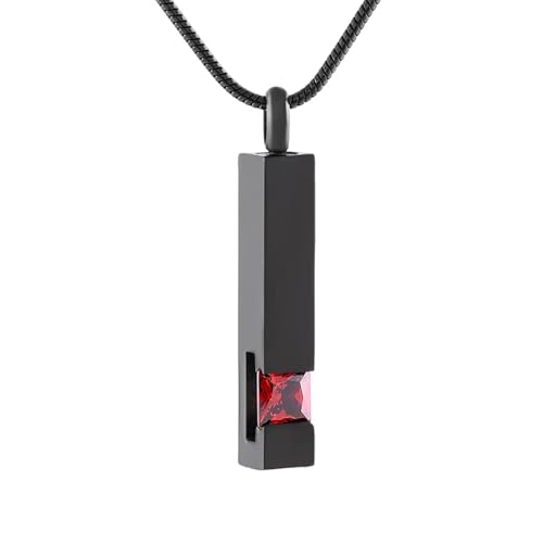 MKJFRLLSA Kristall Feuerbestattung Urne Schmuck Würfel Edelstahl Memorial Asche Halskette für Männer Papa Andenken Anhänger - Schwarzer Geburtsstein Serise von MKJFRLLSA