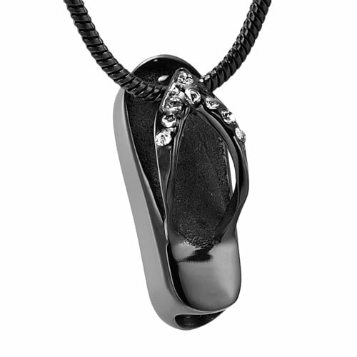 MKJFRLLSA Kristall Inlay Pantoffel Einäscherung Schmuck für Frau Geschenk Urne Halskette für Asche Beerdigung Andenken Anhänger von MKJFRLLSA