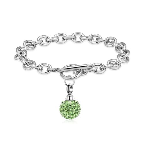 MKJFRLLSA Kristallkugel Urne Link Armband Einäscherung für Mensch/Haustier Asche Edelstahl Frauen Schmuck Memorial Andenken Bnagle von MKJFRLLSA