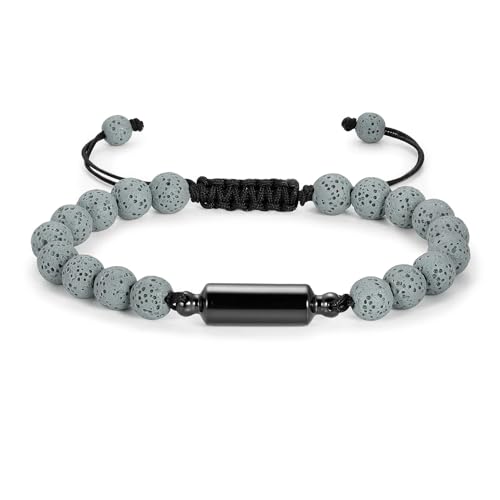 MKJFRLLSA Lava Rock Einäscherung Armband für Asche Verstellbares geflochtenes Seil Zylinder Rohr Urne Armbänder Andenken Geliebte Menschen Gedenkschmuck von MKJFRLLSA