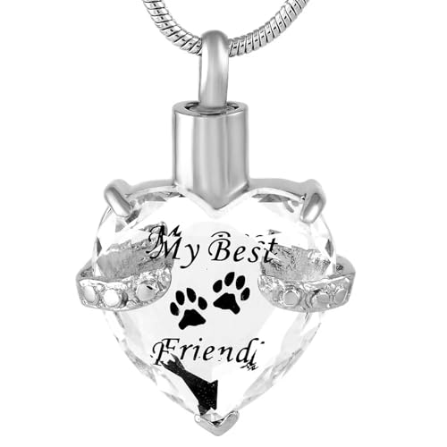 MKJFRLLSA Liebe Herz Mein Freund mit Pfotenabdruck Kristall Urne Einäscherung Anhänger Halskette Asche Halter Andenken Gedenkschmuck MKJFRLLSA Liebe Herz Mein Freund mit Pfotenabdruck Kristall Urne Einäscherung Anhänger Halskette Asche Halter Andenken Gedenkschmuck von MKJFRLLSA