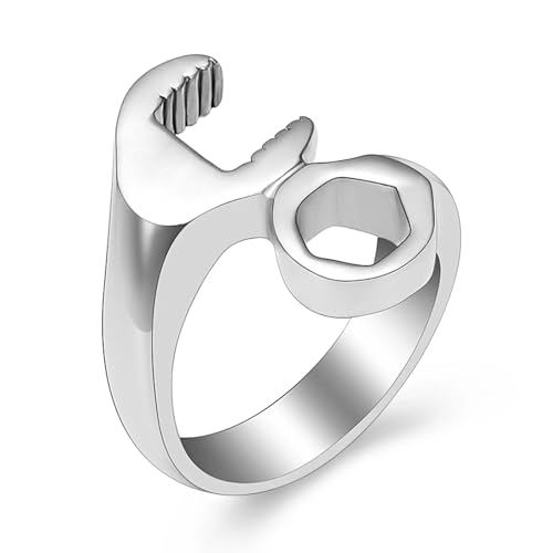 MKJFRLLSA Männer Einäscherung Urne Ringe für Asche Schraubenschlüssel Ring Edelstahl Schmuck Andenken Asche Halter von MKJFRLLSA