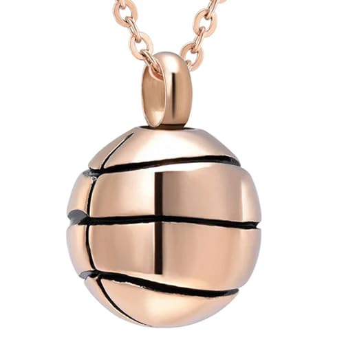 MKJFRLLSA Memorial Basketball Einäscherung Herren Halskette Andenken Asche Halter Beerdigung Medaillon Anhänger Edelstahl Schmuck Urne von MKJFRLLSA