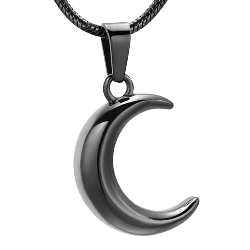 MKJFRLLSA Mond Halskette Gedenkurnen für Asche Edelstahl Einäscherung Andenken Schmuck Anhänger für Frauen/Mädchen von MKJFRLLSA