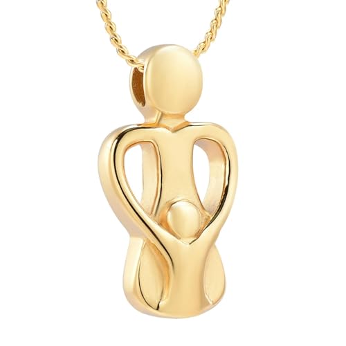 MKJFRLLSA Mutter und Kind Einäscherung Schmuck für Asche Halter Für immer Liebe Andenken Schmuck Memorial Urne Halskette Anhänger Für Frauen/Männer von MKJFRLLSA