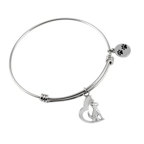 MKJFRLLSA Pet Memorial Cremation Schmuck für Asche Verstellbarer Edelstahl Pfotenabdruck Herz Urne Charm Armreif Urne Armband für Asche von MKJFRLLSA