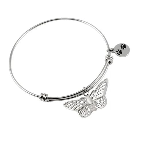 MKJFRLLSA Pet Memorial Cremation Schmuck für Asche Verstellbarer Edelstahl Pfotenabdruck Herz Urne Charm Armreif Urne Armband für Asche von MKJFRLLSA