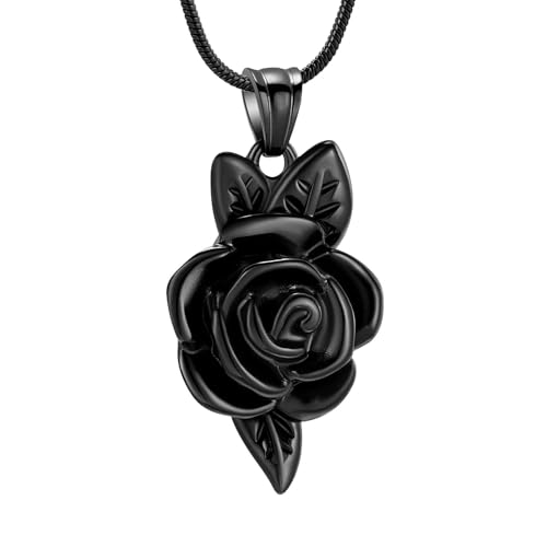 MKJFRLLSA Rose Blume Urne Halskette Einäscherung Schmuck für Asche für Frauen Mädchen Urne Andenken Anhänger Mensch Haustier Memorial Medaillon Halter von MKJFRLLSA