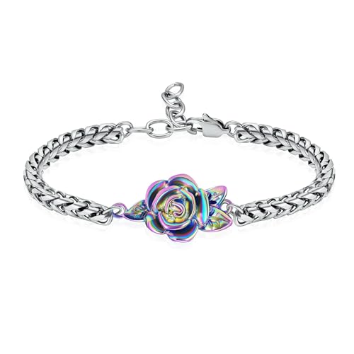 MKJFRLLSA Rose Urnen Armband für menschliche Asche Verstellbare Kette Einäscherung Urne Armreif Frauen Geschenk Schmuck Kostenlose Gravur von MKJFRLLSA