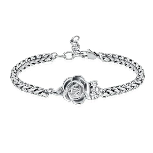 MKJFRLLSA Rose Urnen Armband für menschliche Asche Verstellbare Kette Einäscherung Urne Armreif Frauen Geschenk Schmuck Kostenlose Gravur von MKJFRLLSA