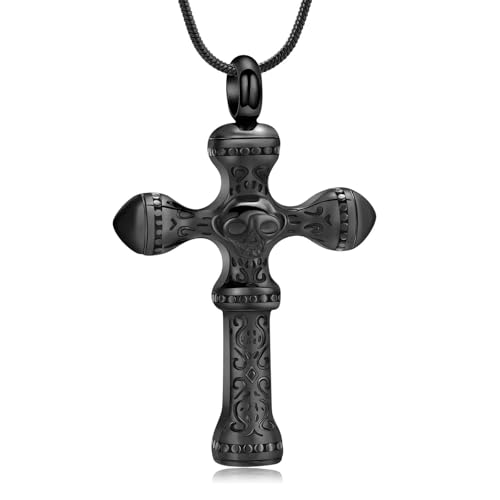 MKJFRLLSA Schädel Kreuz Urne Halskette Einäscherung Schmuck für Asche Edelstahl Memorial Anhänger Menschliche Beerdigung Andenken Geschenk für Männer Frauen MKJFRLLSA Schädel Kreuz Urne Halskette Einäscherung Schmuck für Asche Edelstahl Memorial Anhänger Menschliche Beerdigung Andenken Geschenk für Männer Frauen von MKJFRLLSA