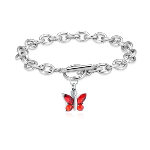 MKJFRLLSA Schmetterling Urne Armband für Mensch/Haustier Asche Edelstahl Verstellbare Einäscherung Urne Armband Andenken Memorial Armreif MKJFRLLSA Schmetterling Urne Armband für Mensch/Haustier Asche Edelstahl Verstellbare Einäscherung Urne Armband Andenken Memorial Armreif von MKJFRLLSA