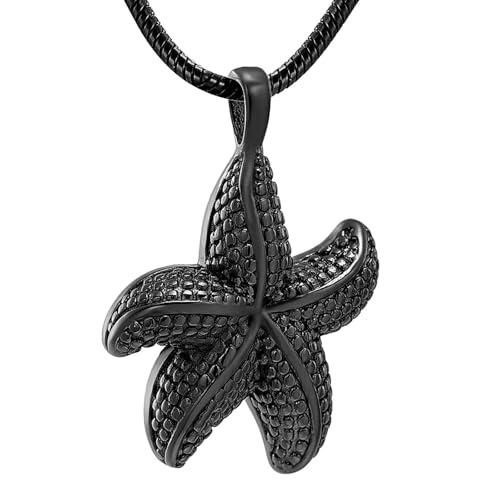 MKJFRLLSA Seestern Einäscherung Schmuck für Asche Anhänger Edelstahl Urne Halskette für Menschen Haustier Andenken Anhänger Geschenk für Frauen Männer von MKJFRLLSA