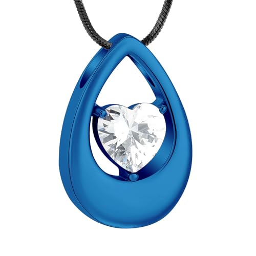 MKJFRLLSA Teardrop Feuerbestattung Asche Schmuck Herz Kristall Memorial Urne Halskette für Frauen Mädchen Beerdigung Andenken Anhänger Schmuck Asche Medaillon von MKJFRLLSA