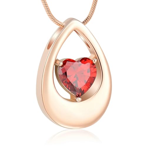 MKJFRLLSA Teardrop Feuerbestattung Asche Schmuck Herz Kristall Memorial Urne Halskette für Frauen Mädchen Beerdigung Andenken Anhänger Schmuck Asche Medaillon von MKJFRLLSA