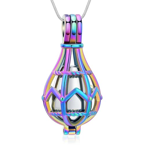 MKJFRLLSA Teardrop Urne Halskette für Asche für Männer Frauen Einäscherung Schmuck Hohle Asche Anhänger Edelstahl Andenken Urne Medaillons von MKJFRLLSA