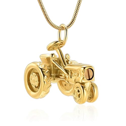 MKJFRLLSA Traktoren Einäscherung Schmuck für Asche Anhänger Medaillon Edelstahl Memorial Urne Halsketten für Asche Andenken Urne Schmuck von MKJFRLLSA