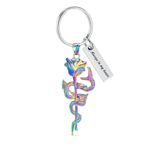 MKJFRLLSA Urne Schlüsselanhänger für Menschen Asche Blume Einäscherung Schmuck Asche Andenken Memorial Schlüsselanhänger Frauen Männer von MKJFRLLSA