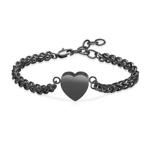 MKJFRLLSA Verstellbare Kette Memorial Asche Armreif mit Herz Urnen für Mensch/Haustier Asche Frauen Einäscherung Armband Schmuck von MKJFRLLSA