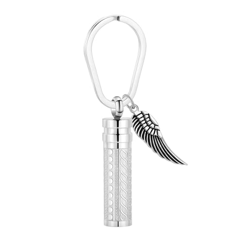 MKJFRLLSA ylinder Urne Schlüsselanhänger für Asche Einäscherung Schmuck Memorial Schlüsselanhänger Asche Halter für menschliche Haustiere von MKJFRLLSA