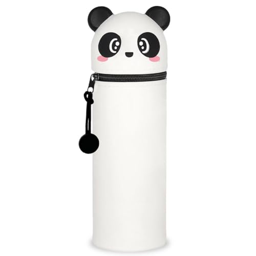 MKKZLPN 2 in 1 Weiche Federmäppchen, Teleskopisch Mäppchen Etui Stifte, Schön Stehendes Mäppchen, Ausziehbar Mit Geformter Form Case für Schülerin Teenager Geschenke (Panda) von MKKZLPN