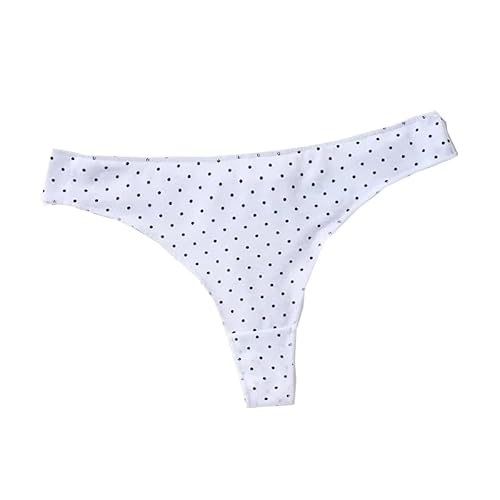 MKLQLS Baumwoll-Slip für Damen Gepunktete Unterwäsche Niedrige Taille Tangas Hipster T-Back Slip Atmungsaktiv Bikini Bequem Weicher String Weiß L von MKLQLS