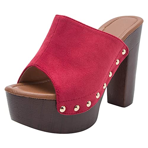 Damen Leder Mary Jane Halbschuhe Blockabsatz Sandalen Peep Toe Elegant Stiletto Party Schuhe Basic Sandalen Blockabsatz High Heels Pumps Damen Pumps Schuhe Slingback Pumps Damen Loafers von MKMK