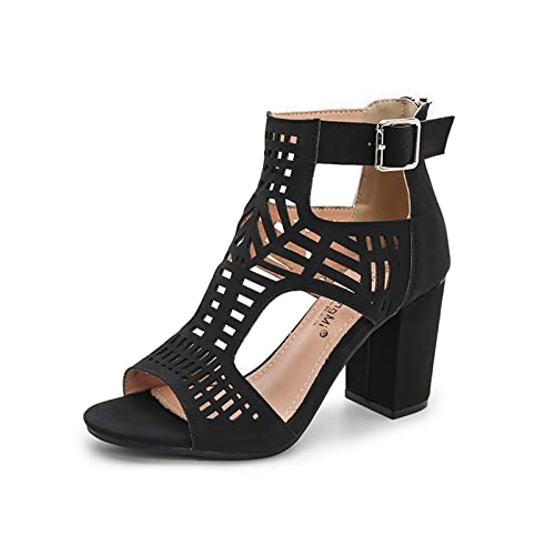 Damen Mary Jane Pumps Halbschuhe T Strap Plateau Blockabsatz Schnalle High Heels Strandschuhe mit Blockabsatz Reißverschluss Pumps Blockabsatz Sandaletten Knöchelriemen Offene Zehen Klobigen von MKMK